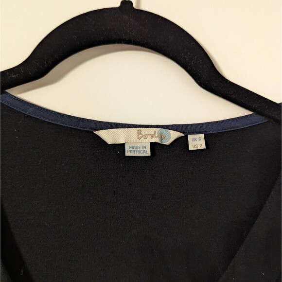 Boden US 2 Solid Black Stretch Dress 3/4 Sleeve V Neck - Picture 4 of 12